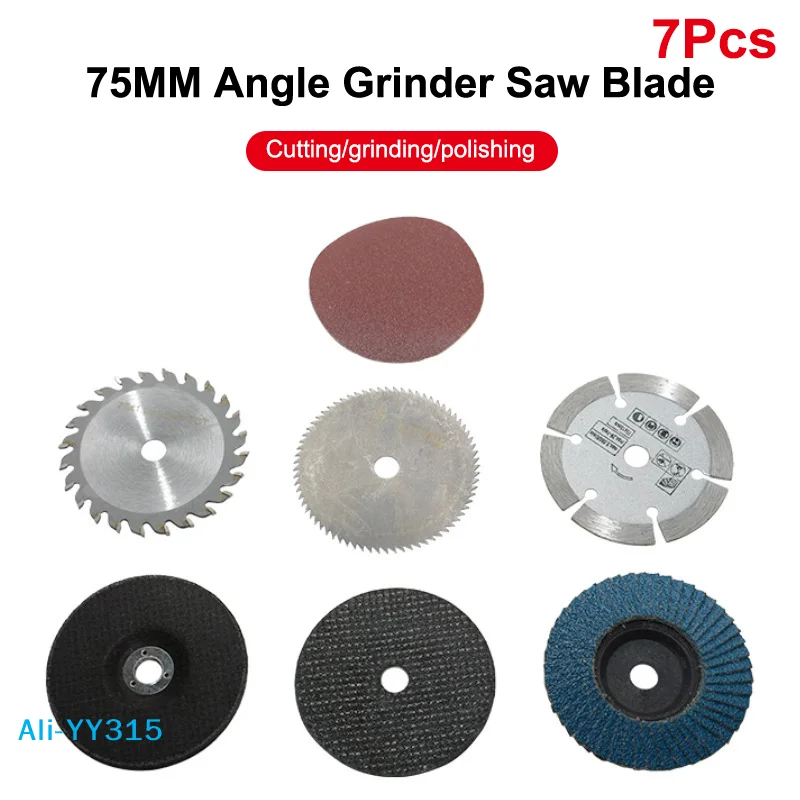

【Y】7Pcs 75mm Cutting Disc For Hole Angle 10mm Circular Saw Blade Sander Sanding Tool Tile Wood Metal Cutting Disc