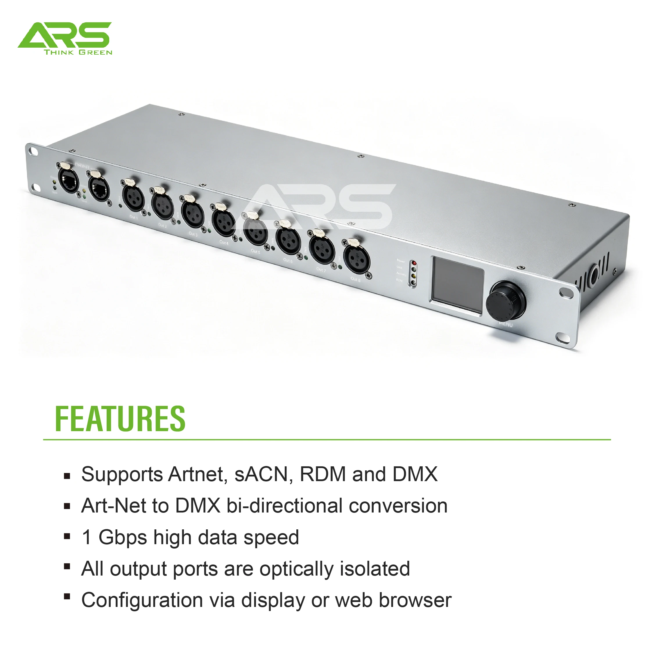 

ArtNet-DMX Node 8 universes High speed Artnet to DMX Converter DMX 512 Controller for Moving head lights bar DJ wedding party