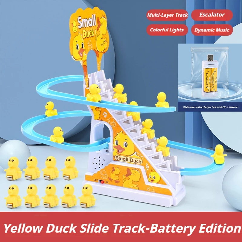 Little Yellow Duck Slide Children Toy 1-3 Years Old Electric Educational Music Track Creatif Toys Boys Girls Gift Track Car Toy