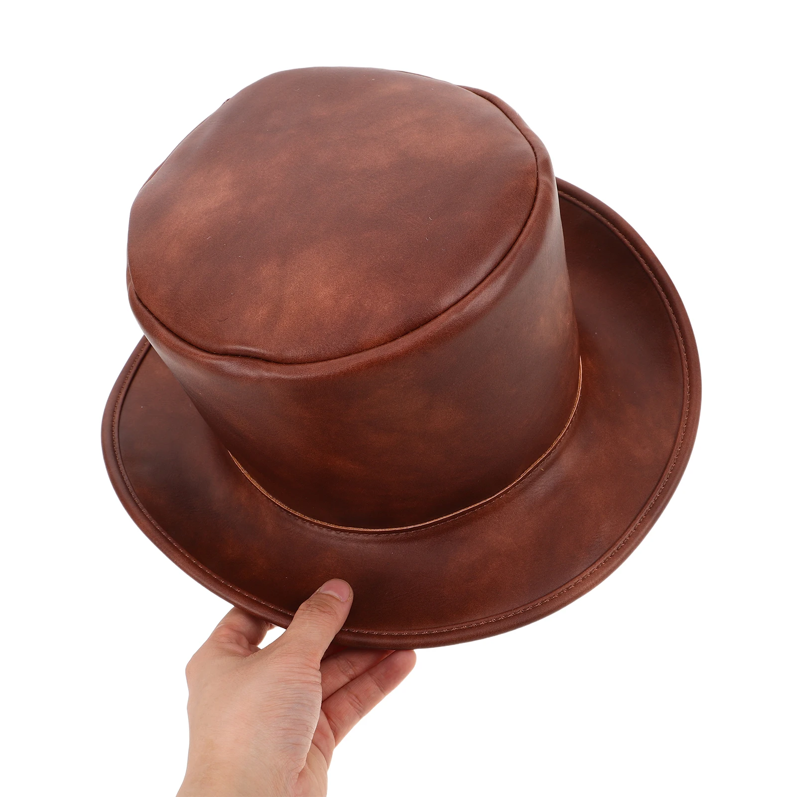 

Retro Knight Top Hat Magician Hats Medieval Men Women Formal Costume Steampunk PU Unisex Design Party Cosplay
