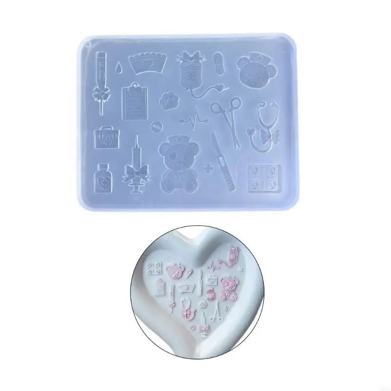 N5KA Mini Silicone Mould Bear Doctor Art Decoration Silicone Mold