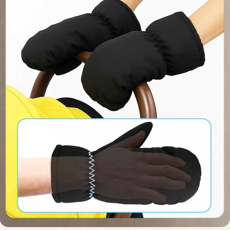 Universal Winter Outdoor Baby Stoller Thermal Gloves Waterproof Windproof Anti-slip Fleece Lining Pram Carriage Warm Hand Muff