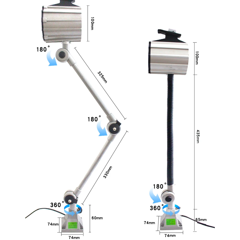 Luce di lavoro per macchine utensili a LED 24V 36V 110V 220V tornio illuminazione a braccio lungo lampada a LED pieghevole perline 7 w12w lampada