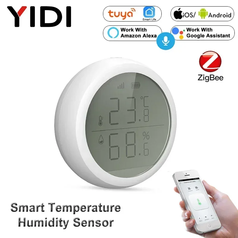 Tuya Smart ZigBee Temperature Sensor, Humidity Meter Detector Monitor, Smart Life APP Thermometer Hygrometer, Alexa Google Home