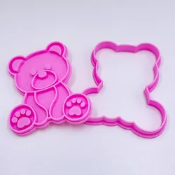 Cake Decoration Little Bear Shape Embosser Cookie Cutter Stamp Fondant Plastic Cutter Cake Mould Tools Fondant Baking