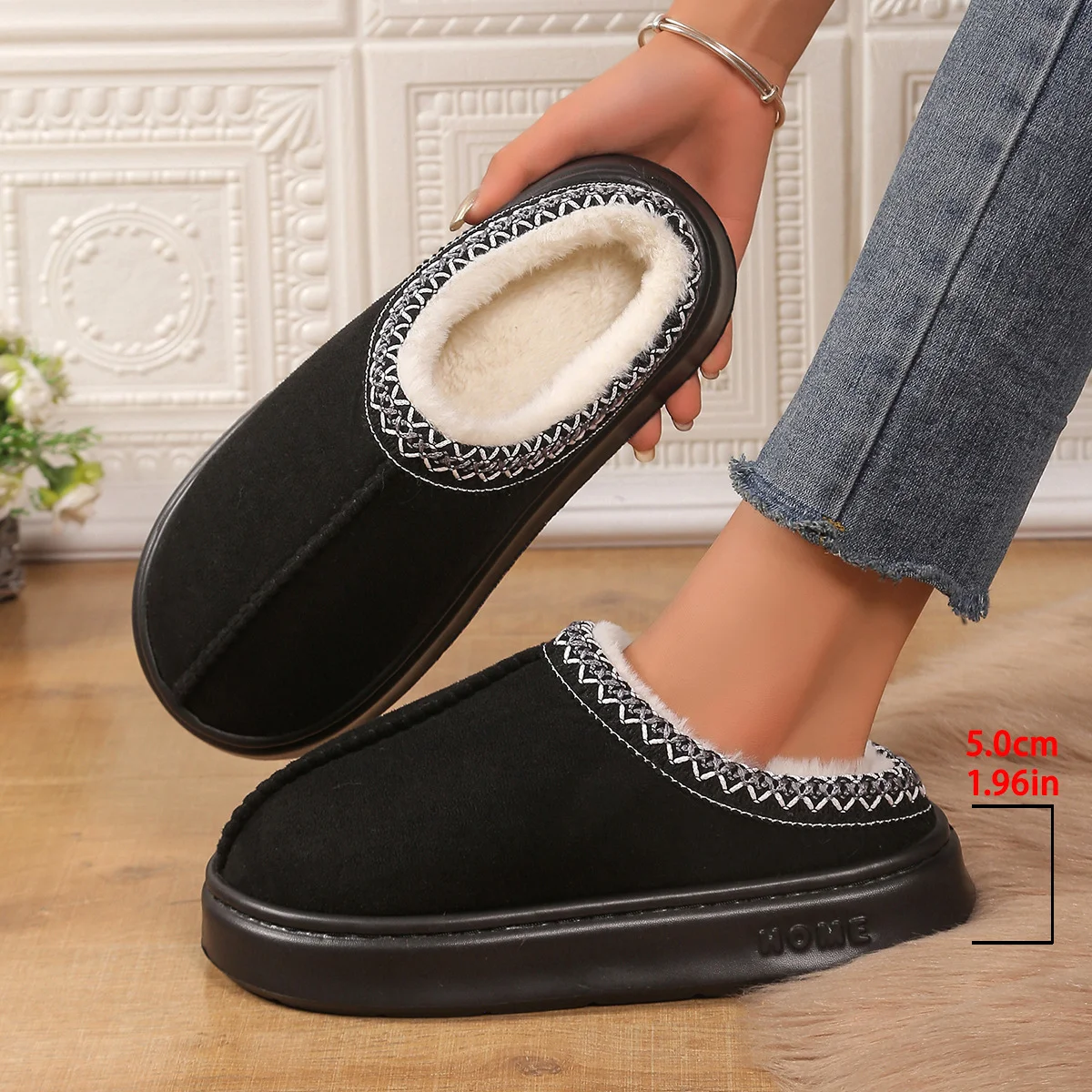 شباشب قطيفة طويلة داخلية ناعمة ومريحة للرجال والنساء أحذية منزلية عصرية جديدة 2025 طراز عبر الحدود من البر الرئيسي #2