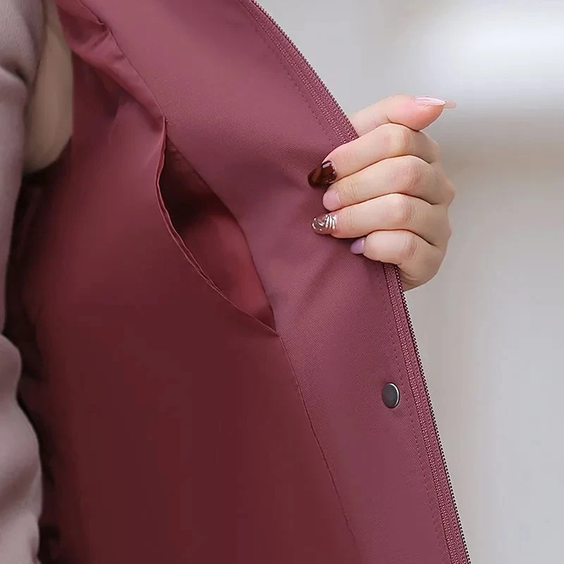 ฤดูใบไม้ผลิฤดูใบไม้ร่วง Trench Coat 2025 ใหม่ผู้หญิง Windbreaker แม่เสื้อผ้า Hooded ผู้สูงอายุชุดลําลองเสื้อ PLUS ขนาด XL-7XL