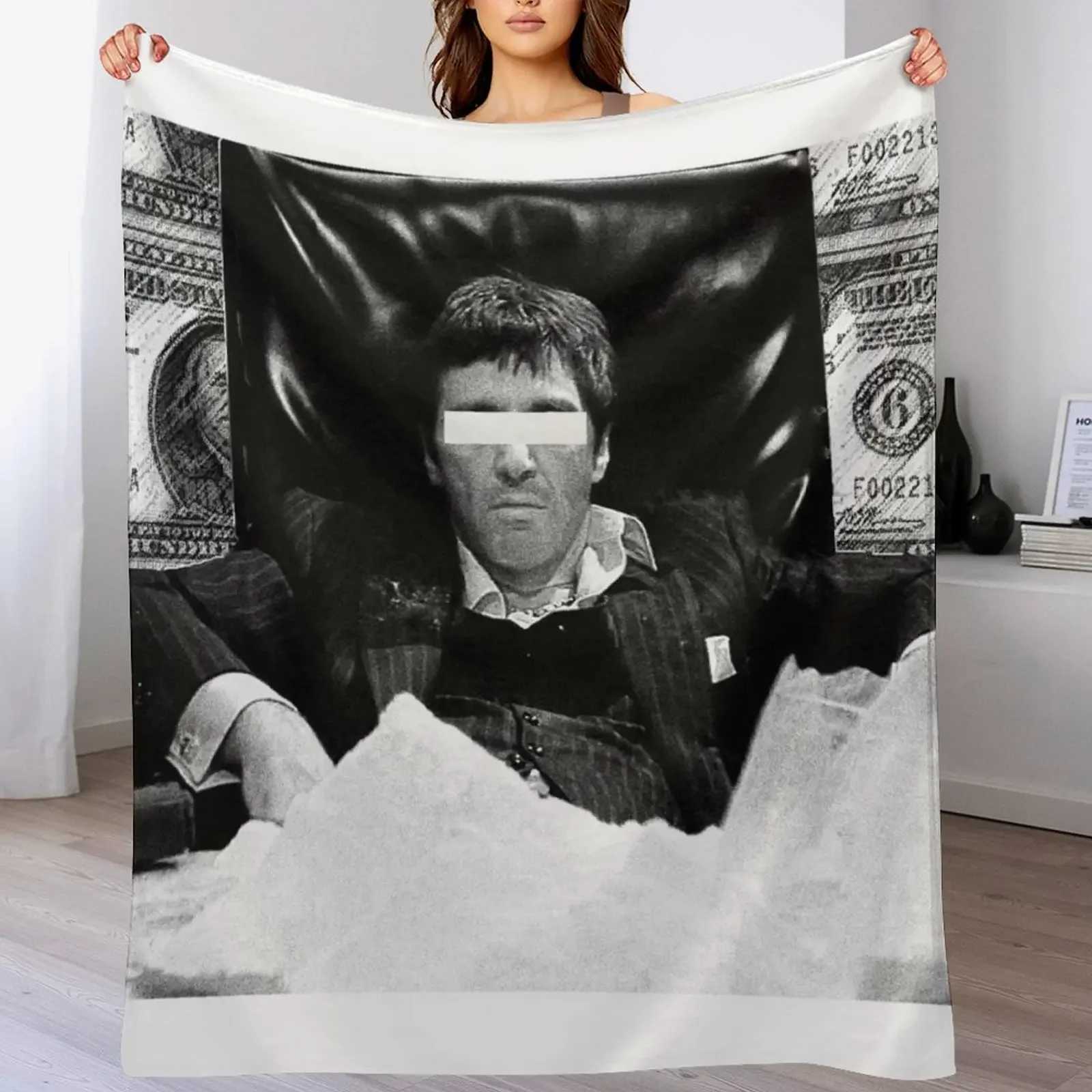 Scarface Black and White Design Throw Blanket Decorative Beds valentine gift ideas Blankets