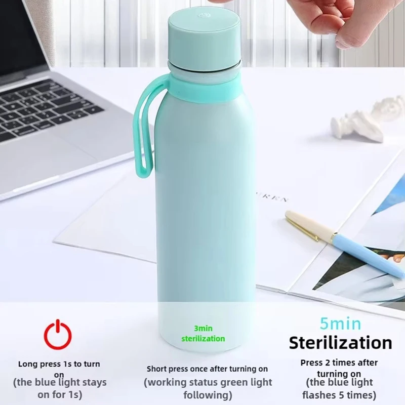 Smart UV-C Sterilizing Bottle 700ml Self Cleaning Stainless Steel Water Bottle Portable Insulated for Gym Travel Outdoor