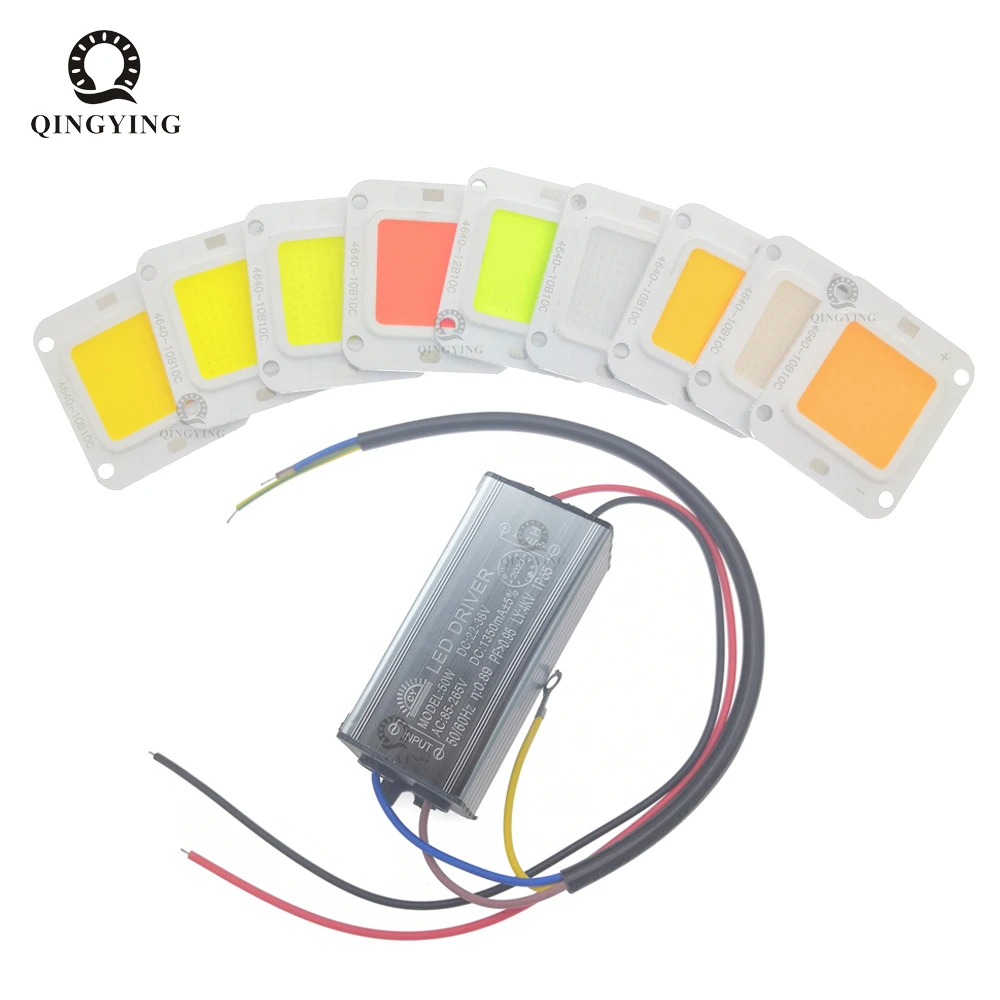 High Power 50W LED COB Chip With 50W Driver DC32V 4640 10B10C  White Warm White Red Green Blue Yellow Pink Purple For Spotlight