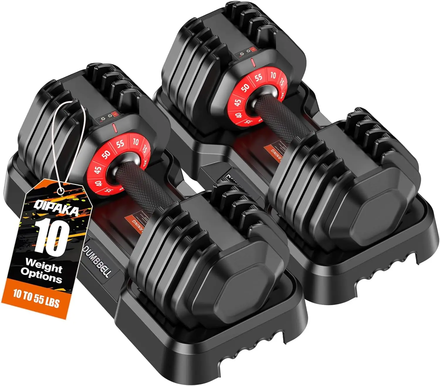 

Adjustable Dumbbells Set of 2, Durable Weights Dumbbells Set, 10 in 1 Weights Set with Anti-Slip Grip, 25/55/52.5LBS Fast Adjust
