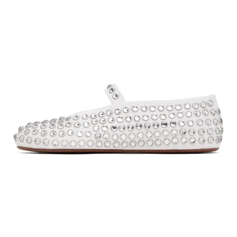 Vrouwen Platte Schoenen Vulkaniseren Designer Loafers Diamant Klinknagel Mary Jane Schoenen Vrouw Studs Kristal Vrouwen Flats Ballet Lolita Schoenen