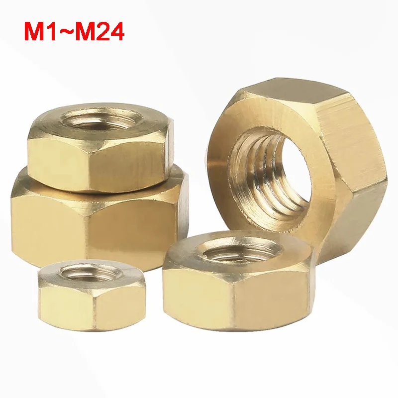 

1~100pcs Brass Hex Nut Metric Threaded Solid Brass Copper Hex Hexagon Bolts Screws M1 M1.2 M1.4 M1.6 M2 M2.5 M3 M4 M5 M6 ~ M24