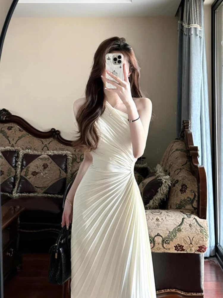 

XZY Sexy Pleated Hollow out Long Dr Women's plus Size Casual Sle Slim Fit Asymmetrical Summer Dr Polyester Fiber