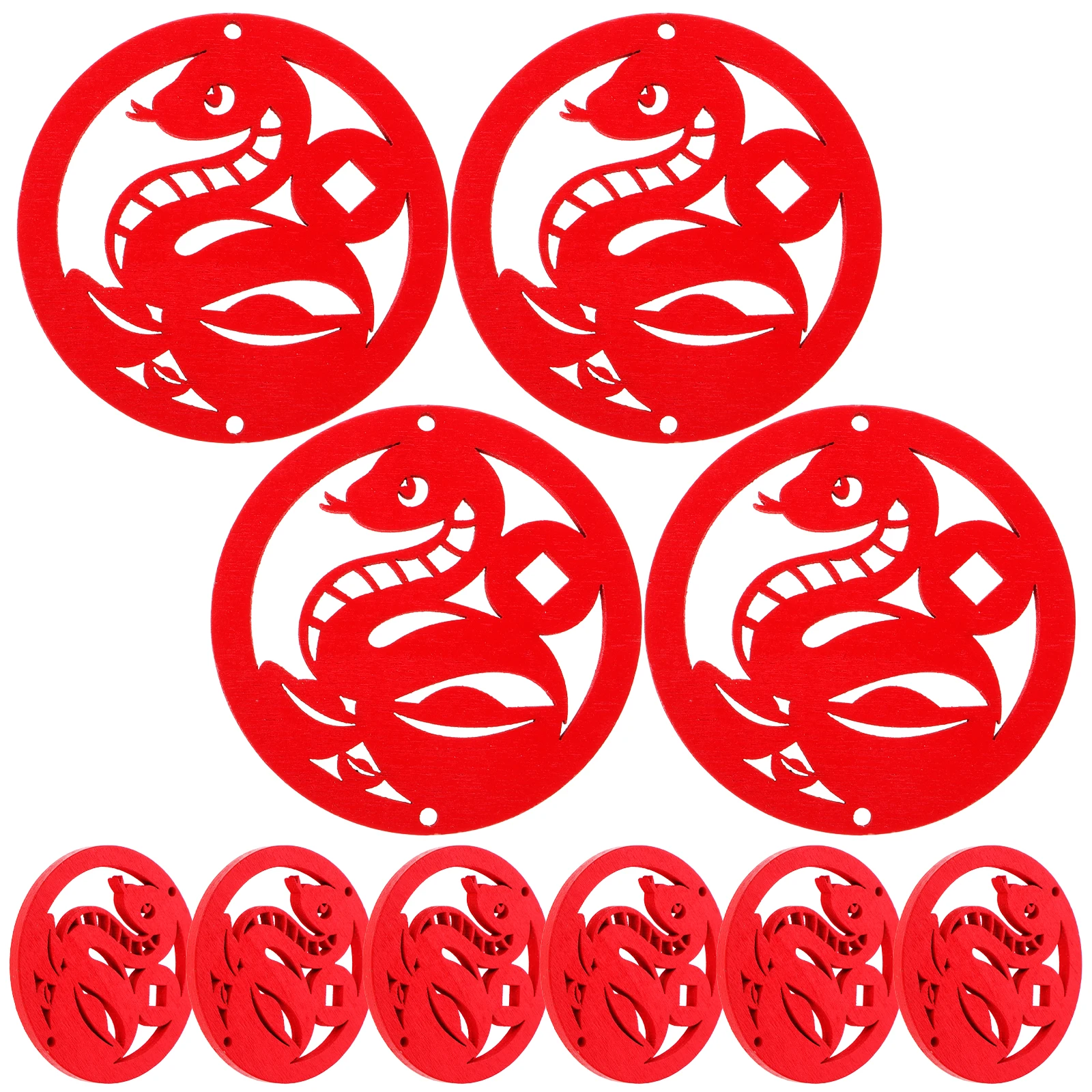 

10Pcs Wood Chinese New Year Hanging Ornaments Delicate Spring Festival Cutouts for Bonsai Potted Plants Snake Year Decorations