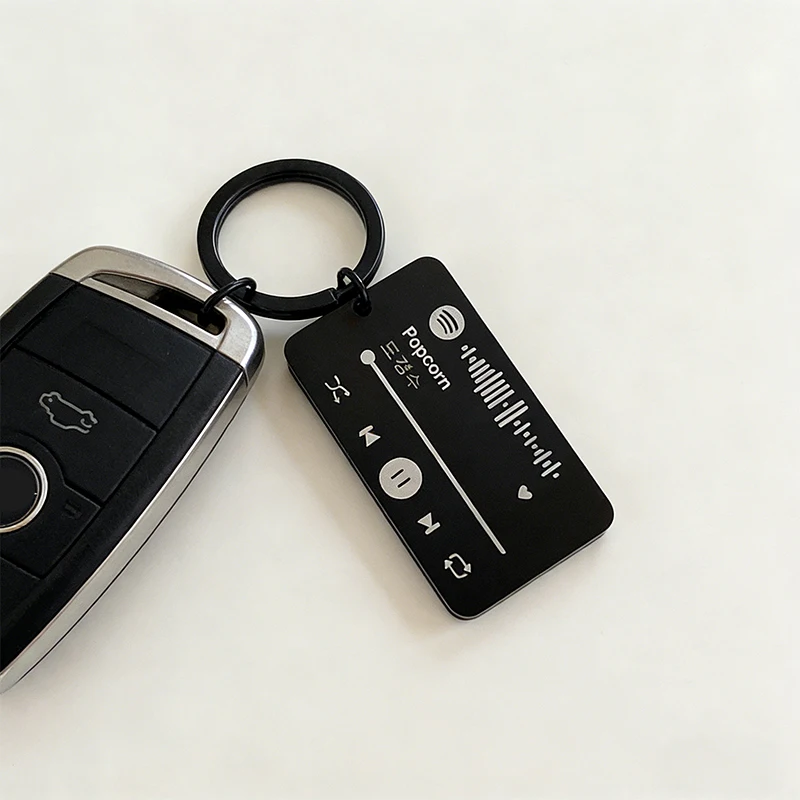 Chaveiro personalizado com código de música Spotify, chaveiro preto de aço inoxidável sem desbotamento, bênçãos de cantor de música, chaveiro personalizado, presente