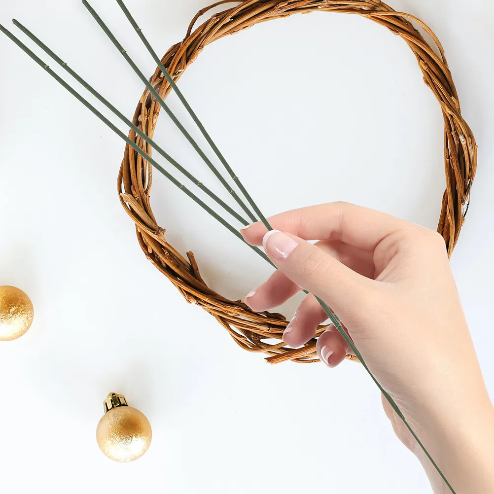 

100 шт. зеленых проволочных стеблей для цветов, для рукоделия, создания цветочных композиций, реалистичных искусственных цветов, поддержка для цветов, материалы для рукоделия