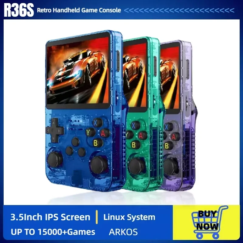 ARKOS R36S Retro Handheld Game Console Linux System 3.5Inch IPS Screen Portable Pocket Video Player 64G/128G/ Games Kid Gift