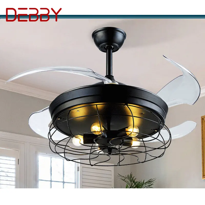 DEBBY Contemporary LED Ceiling Lamp With Fan Black Invisible Fan Blade 220V 110V For Home Dining Room Bedroom Restaurant