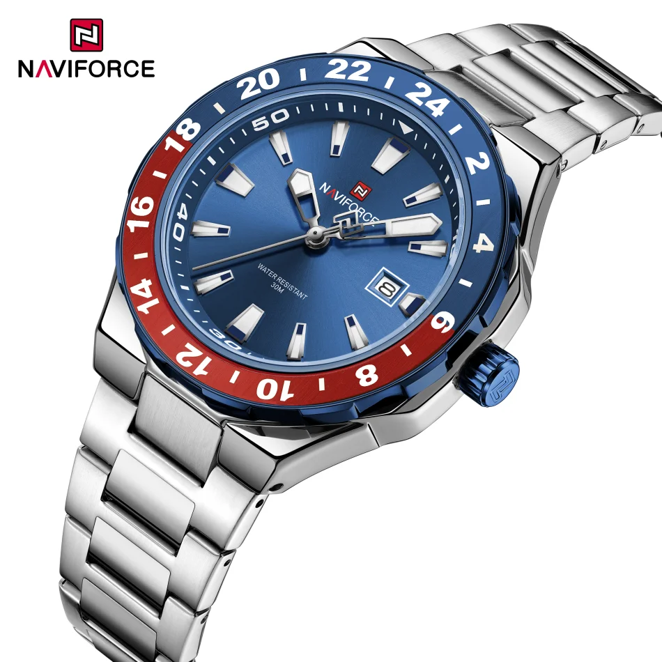 NAVIFOCE Luxury Business Watches for Men Sports Waterproof Quartz Clock Men Military Stainless Band WristWatch Relogio Masculino