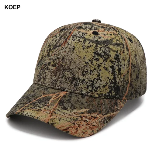 Imagen 2 del producto KOEP Gorra de béisbol de camuflaje estilo pesca al aire libre mezcla verde y marrón que sirve como camuflaje en la jungla y el desierto