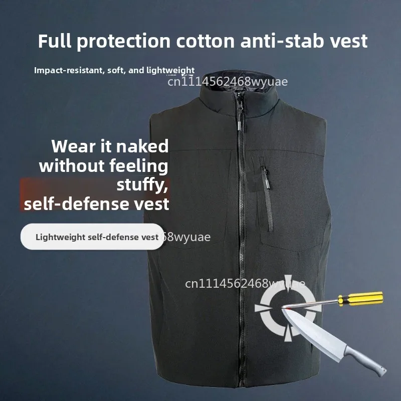 Soft Flexible Cotton Vest Zipper Sleeveless Jacket Lightweight Protective Waistcoat Daily‑use Outerwear