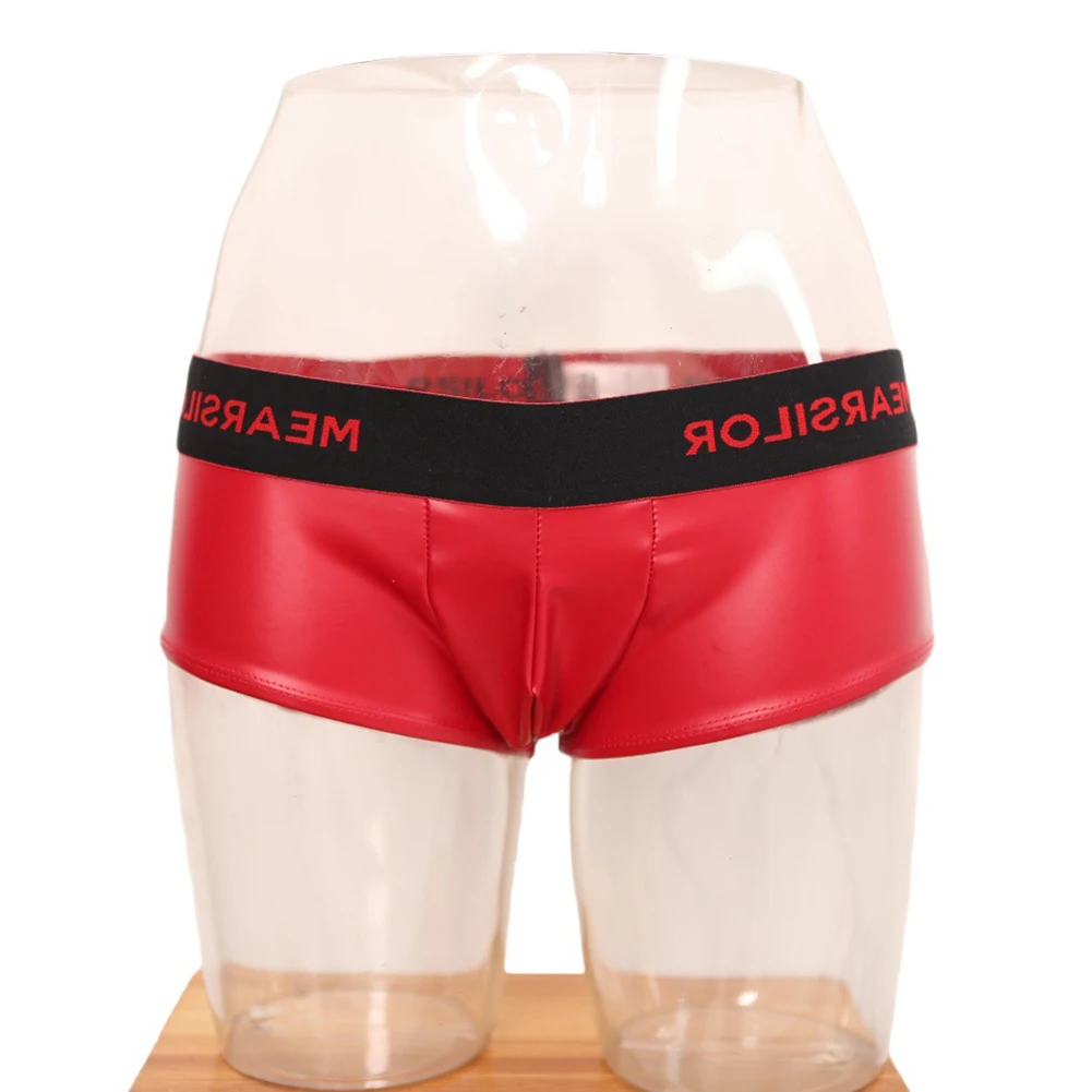 

Мужское сексуальное латексное нижнее белье из аммиачной кожи, боксеры из лакированной кожи с низкой посадкой, для геев, с утягивающим эффектом, для клубной одежды, мужские трусы