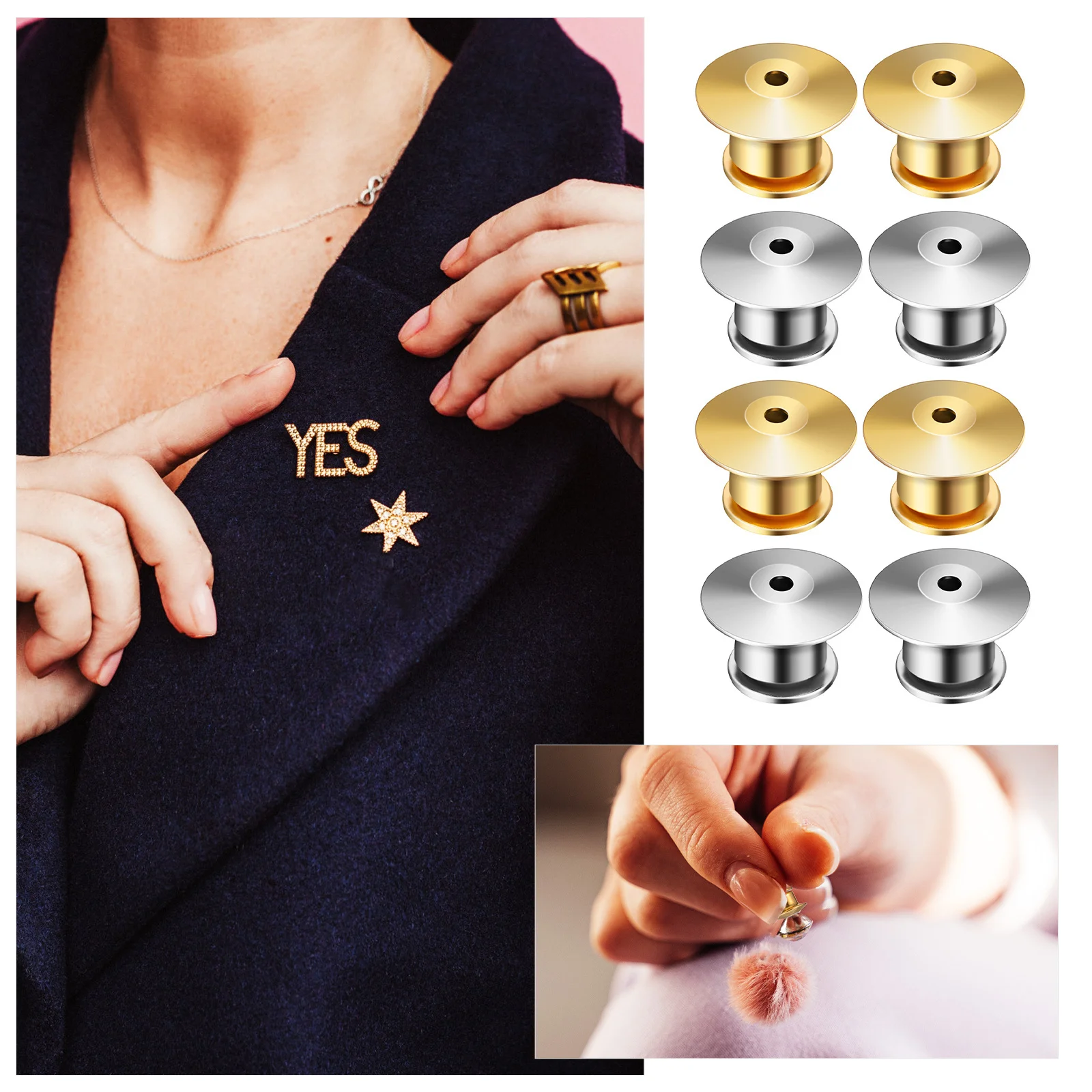 10 Stuks Pin Sloten Voor Emaille Pin Metalen Backings Veilige Vergrendeling Sluitingen Voor Broches Service Bars Diy Accessoires Vergrendeling sluiting