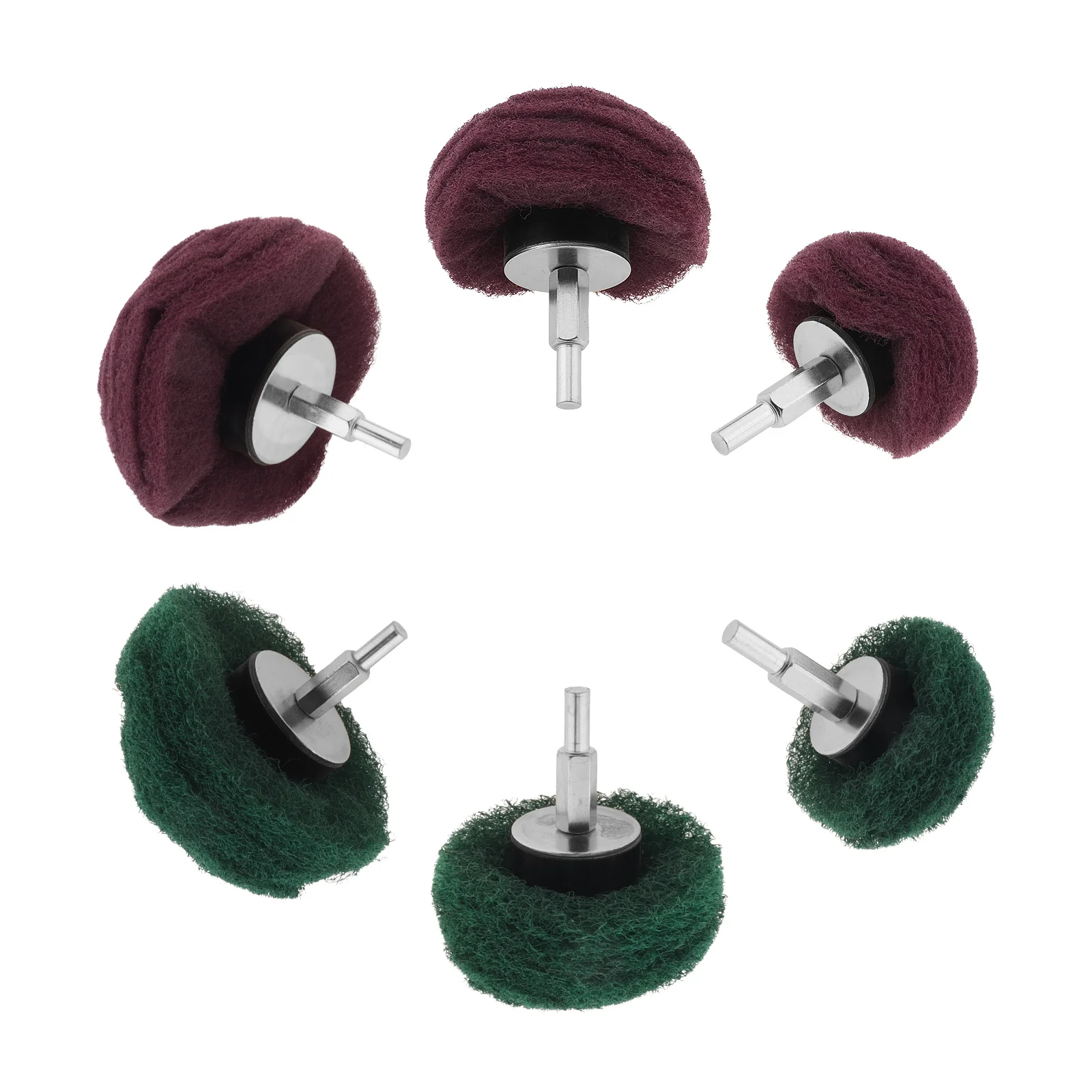 6pcs 180Grit 320Grit Grinding Head Mushroom Type Scouring Pad Nylon Fiber Cleaning Cloth for Polishing Mirror Stainless Steel