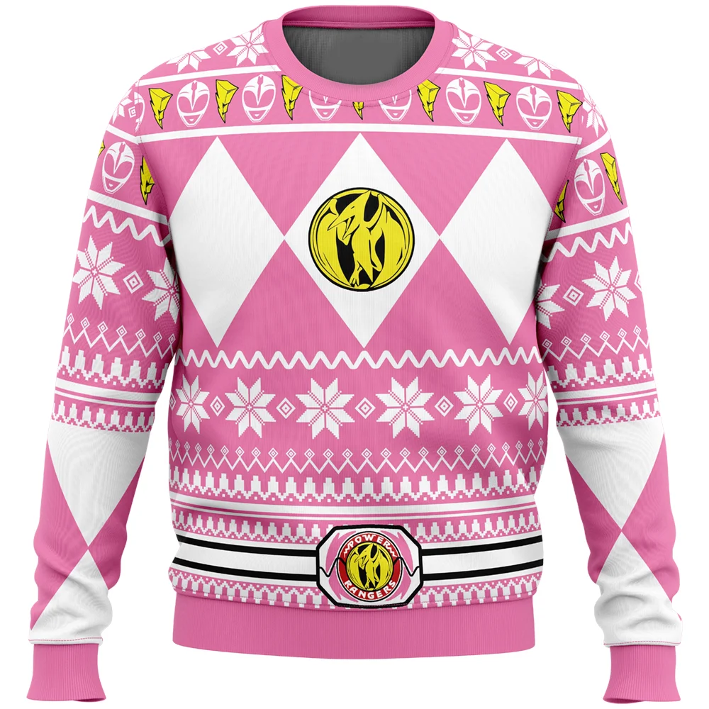 Men's and Women's Winter New Mighty Morphin Multi Color Ranger Power Ranger Ugly Christmas Sweater Christmas Party Hoodie view 3