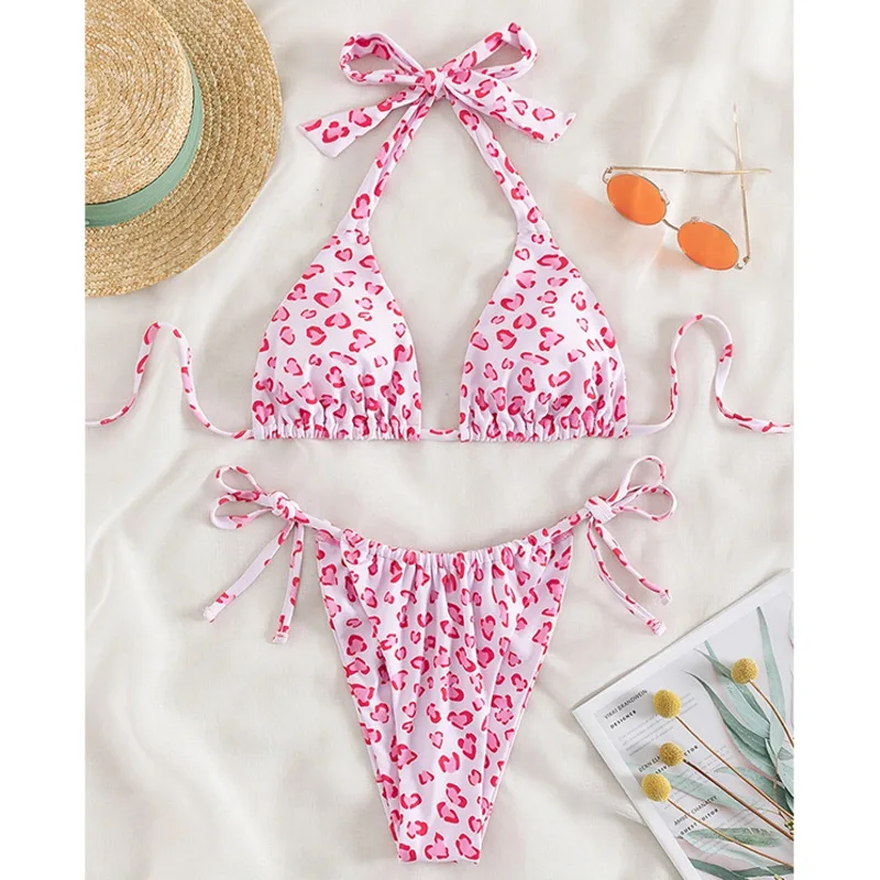 

Heart Print Sexy Bikinis Women's Swimwear Female Swimsuit For Swim Wear Bathing Suits Brazilian Bikini Set Beachwear Pool Bather
