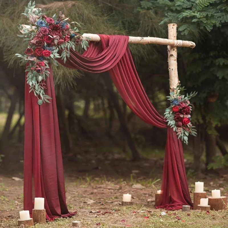 

New Wine Red Chair Back Flower Arch Flower Artificial Bouquet High-end Wedding Ceremony Reception Background Flowers