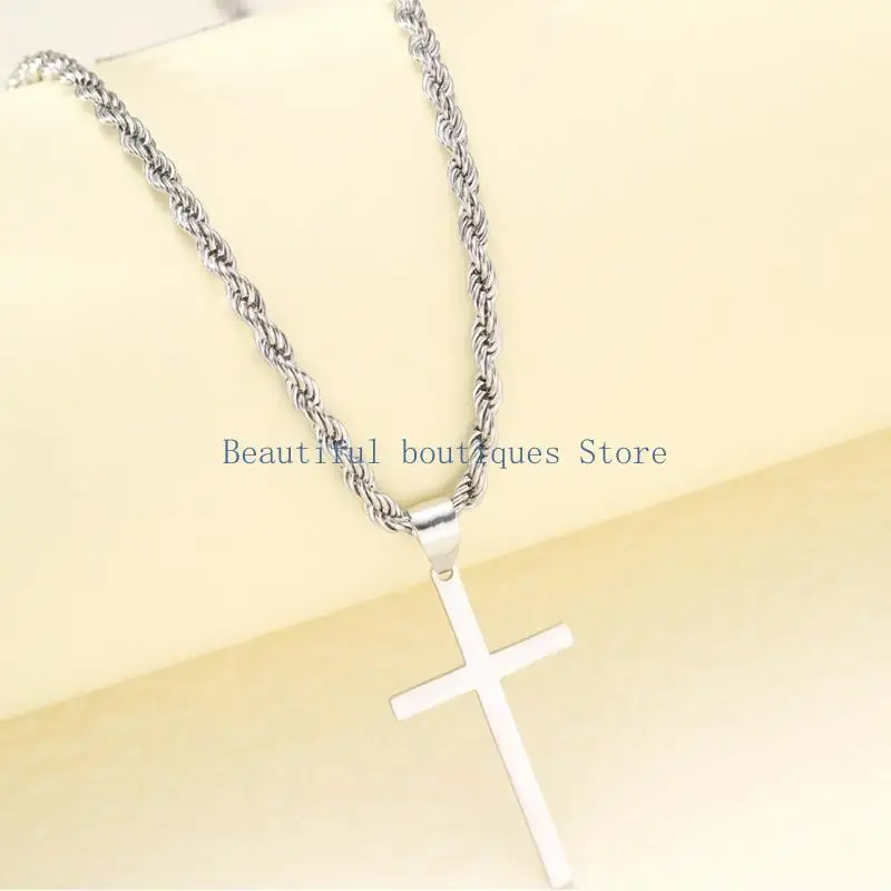 U4LF قلادة صلبان أنيقة للرجال والنساء مناسبة لأي مناسبة #5