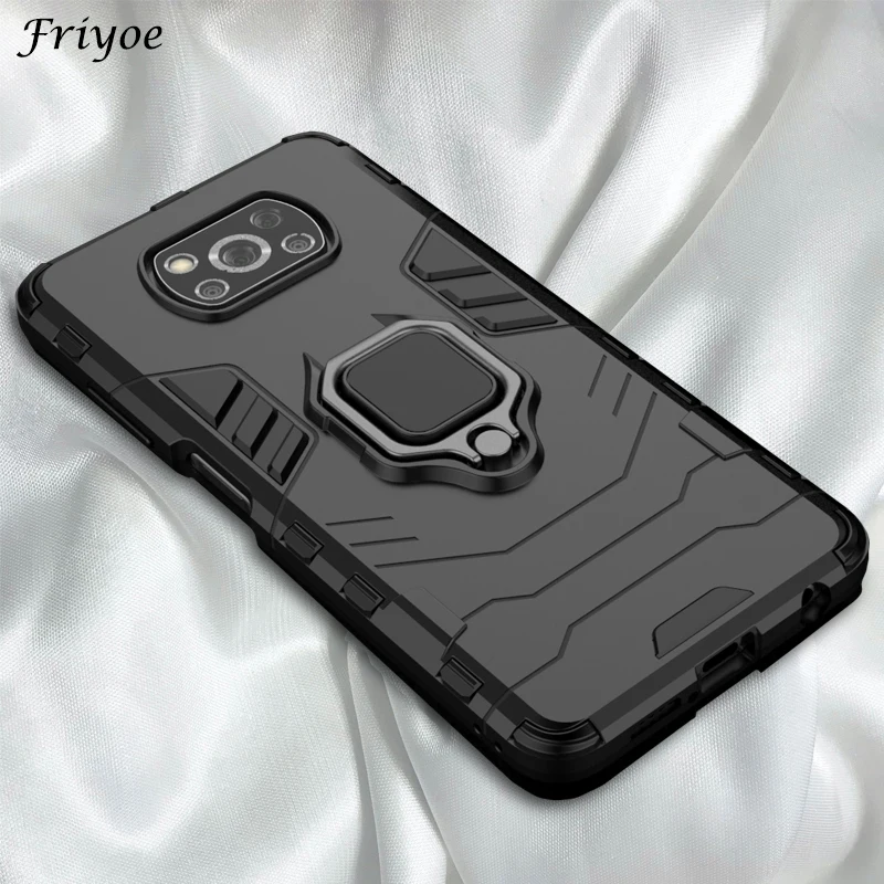 

Armor Phone Caes For POCO X3 NFC Pro Ring Kickstand Anti-Shock Rugged Shield Back Cover Coque Bumper