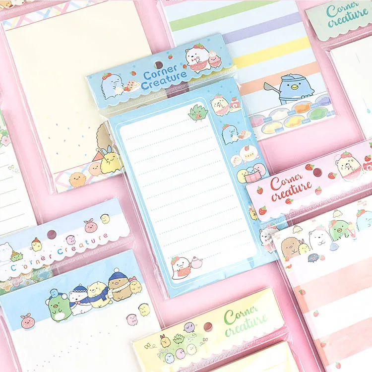 80/50 Sheets SUMIKKO GURASHI Animal Note Paper Simple Style Plaid Message Memo Pad Kawaii Origami Notepad kids Stationery gift