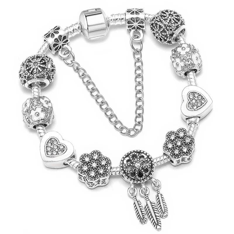 Classics Love Key Charm Bracelet With Heart Beads Pendant Brand  Bracelet For Women Jewelry  Making Gift Special Offer Wholesale