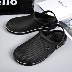 Men's flat EVA plastic waterproof perforated shoes with 2 pairs of sandals and slippers, fisherman's shoes, nurse's shoes