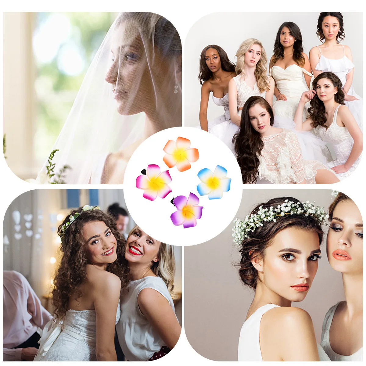 

18 Pcs Artificial Flower Hairpin ElegantRandom Colors Plumeria Hawaiian Accessories for Wedding Party Daily Use