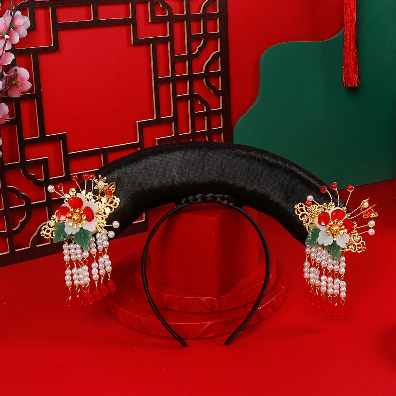 12 Style Chinese Qing Dynasty Princess Empress Hair Accessories Women Qitou Headdress Funny Masquerade Carnival Festival Cosplay