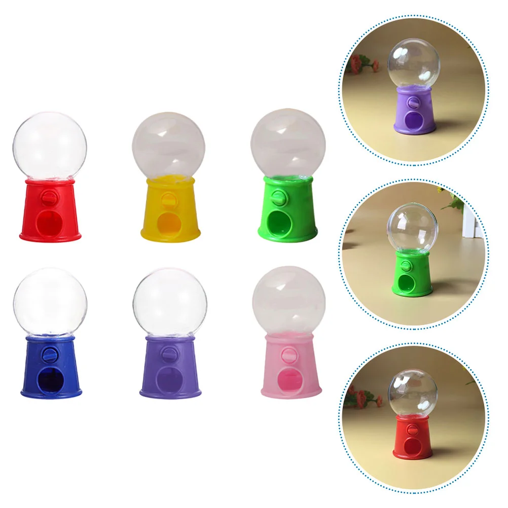 6 Pcs Desktop Candy Container Dispenser Small Gumball Machine Mini Plastic Cake Decor Party Supply