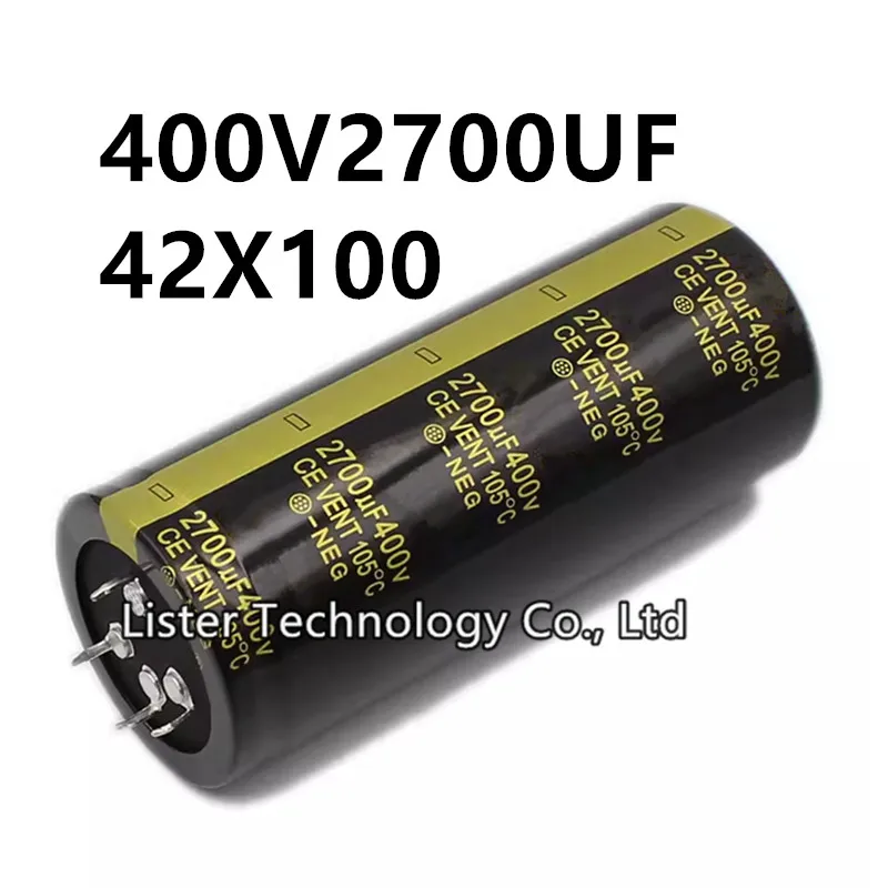 1Pcs 400V 2700UF 400V2700UF 2700UF400V volume: 42X100 mm 4Pin audio power amplifier inverter aluminum electrolytic capacitor