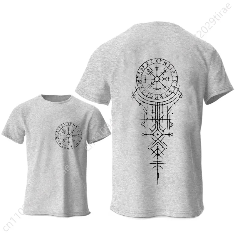 Viking Runic Compass T Shirt Funny Trip Tshirts Short Sleeve Tops Fashion Casual Harajuku Cotton Tshirt Men Women Brand T-shirt