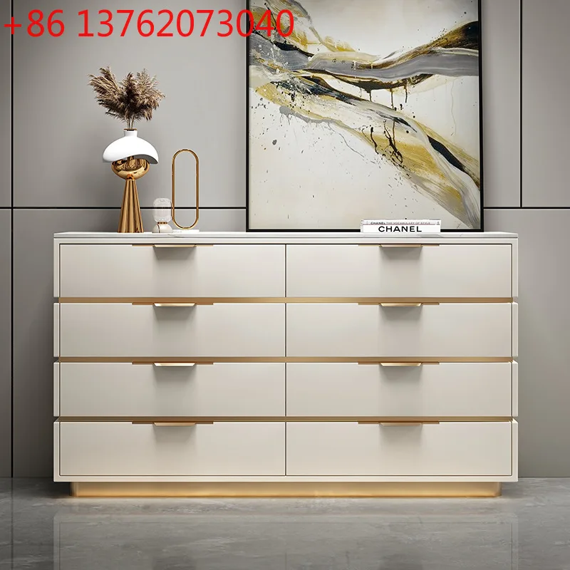 

Italian minimalist eight-bucket cabinet solid wood light luxury bedroom storage cabinet locker