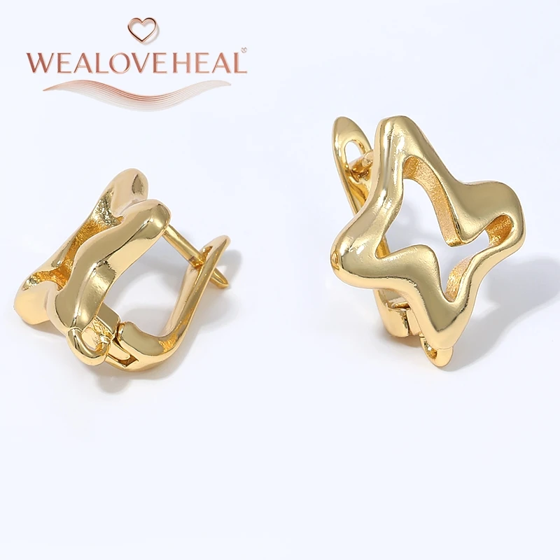 schmuckherstellung zubehör, 18K vergoldete Messing-Wellen-Stern-Ohrhaken, unregelmäßige geometrische Ohrdrahterhängungen für DIY Damen-Ohrringherstellung – Detail 19