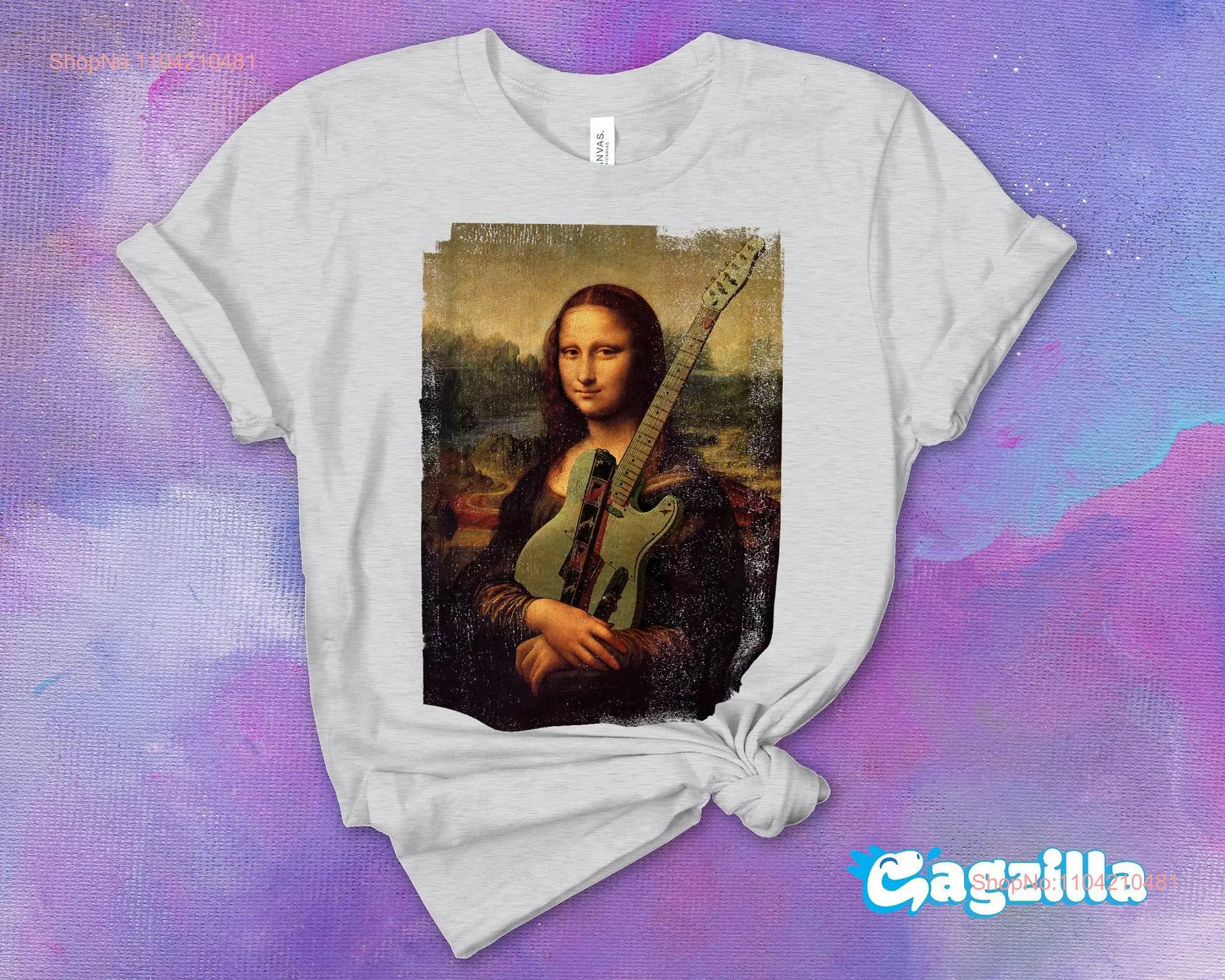 Guitar t shirt guitarist gift girl with Mona Lisa telecaster Premium  long or short sleeves