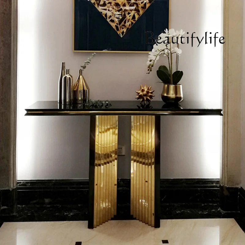 Nordic Antique Style Stainless Steel Wall Decorative Table Aisle Entrance Cabinet