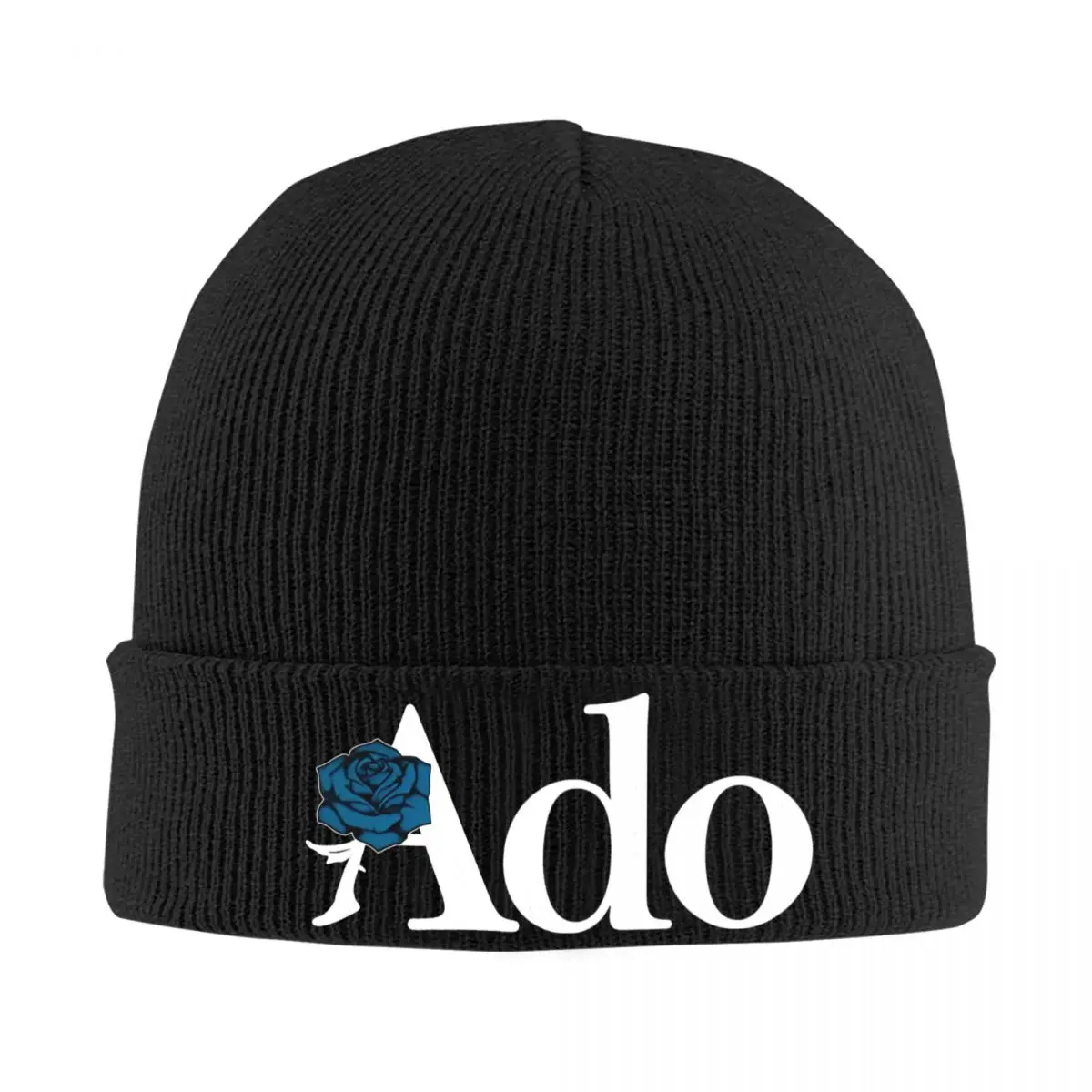 Ado Text Blue Rose Hats Autumn Winter Beanie Warm Goth Jrock Aesthetic Caps Men Women Knitted Caps