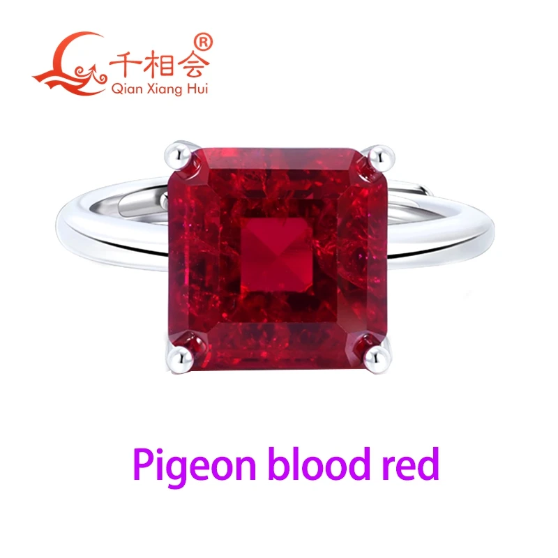5.5ct 10 مللي متر شكل الحرمة 925 الفضة خاتم قابل للتعديل الوردي حمامة الدم الأحمر الذرة الأزرق مختبر روبي الياقوت و Paraiba اللون