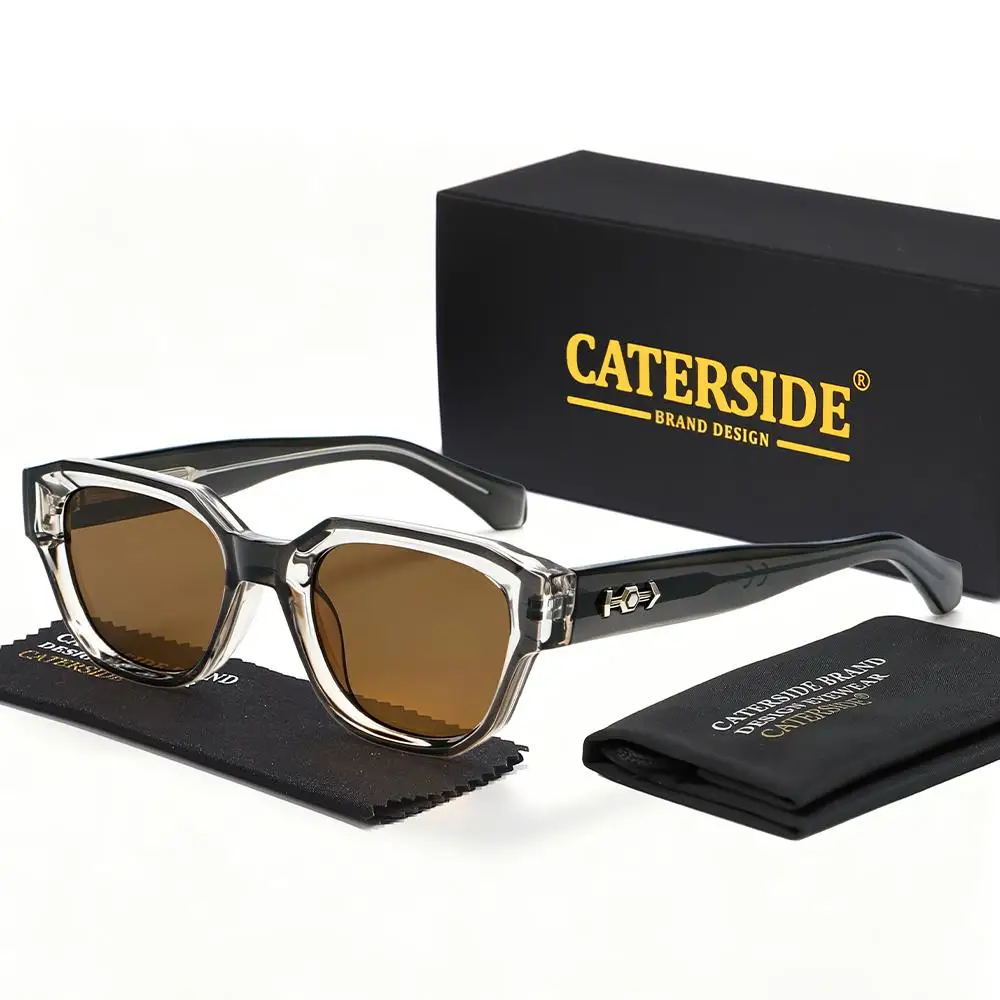 CATERSIDE Retro Herren-Sonnenbrille, quadratisch, dicker Rahmen, Bügel aus Cellulosepropionat, Sonnenbrille für Damen, Outdoor-Fahrbrille – Detail 10