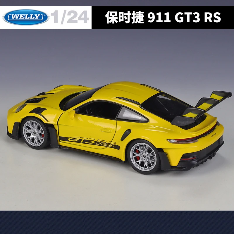 WELLY 1:24 Porsche 911 GT3 RS 992 Supercar modello di auto in lega diecast e veicoli giocattolo raccogliere auto giocattolo ragazzo regali di